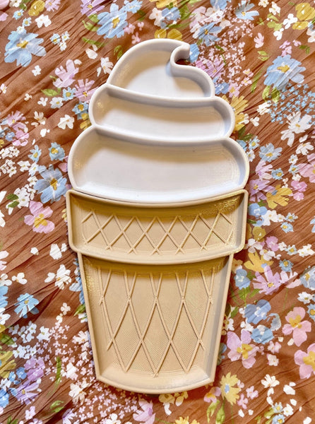 Large Icecream Cone Trinket Tray / Bioplastic Sensory Tray (2-piece)