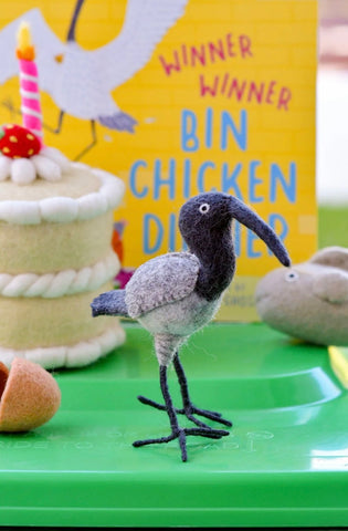 FELT BIN CHICKEN (AUSTRALIAN WHITE IBIS) TOY