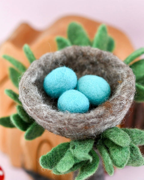 FELT NEST WITH 3 BLUE ROBIN EGGS