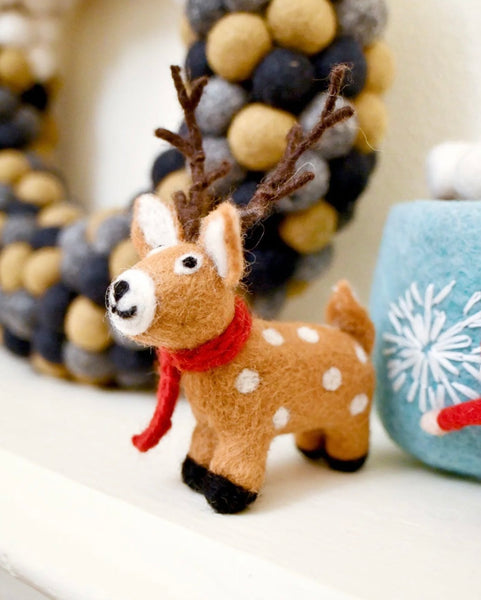 FELT REINDEER WITH RED SCARF TOY