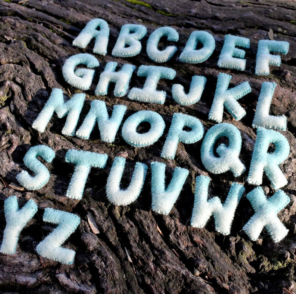 FELT ALPHABET CAPITAL UPPERCASE LETTERS - OCEAN BLUE TONES – Three Wild ...