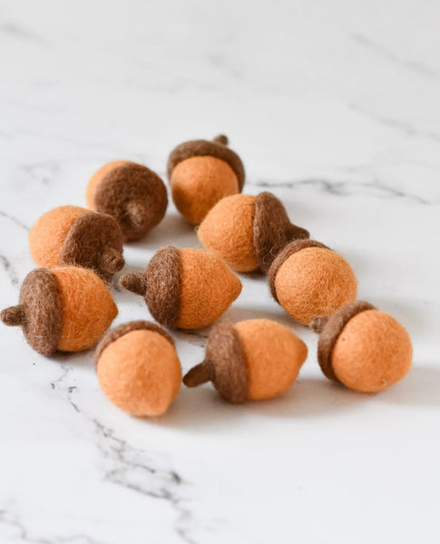 Felt Acorns (Brown) - 10 Acorns