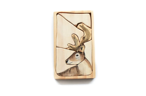Reindeer watercolour wooden puzzle