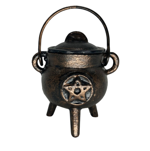 Antique copper cauldron set