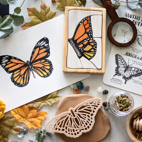 Monarch Butterfly Watercolour Wooden Jigsaw Puzzle