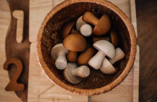 Natural Wooden Mushrooms 10 Pieces