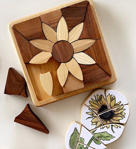 Two toned wooden sunflower Puzzle