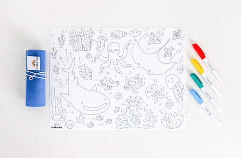 Under the sea colouring mat