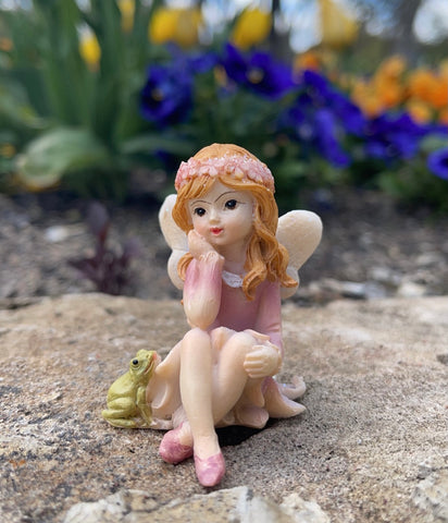 Flower garden fairy- magenta with frog