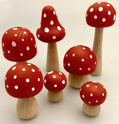 Mushrooms Red/White Dots/7pc