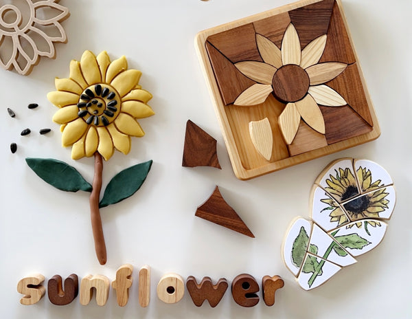 Two toned wooden sunflower Puzzle