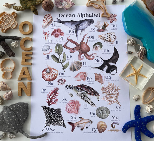 Ocean Alphabet Art Print A3